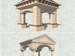 精品歐式古典風(fēng)格景觀亭su模型設(shè)計(jì)模型下載